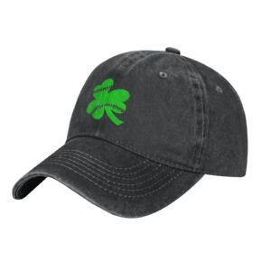 allgobee cotton baseball cap irish-shamrock-softball-stitches dad hat adjustable polo trucker unisex style headwear black