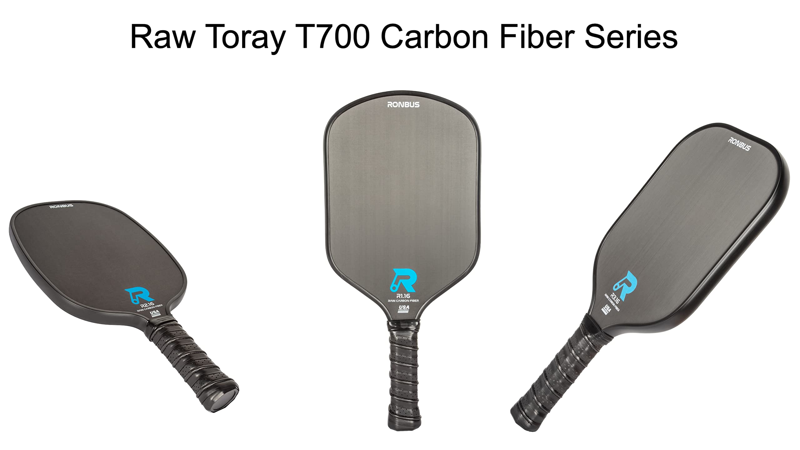 Ronbus R1.16/R2.16/R3.16 Raw Toray T700 Carbon Fiber Pickleball Paddle with 16 mm Polypropylene Honeycomb Core (R3.16)