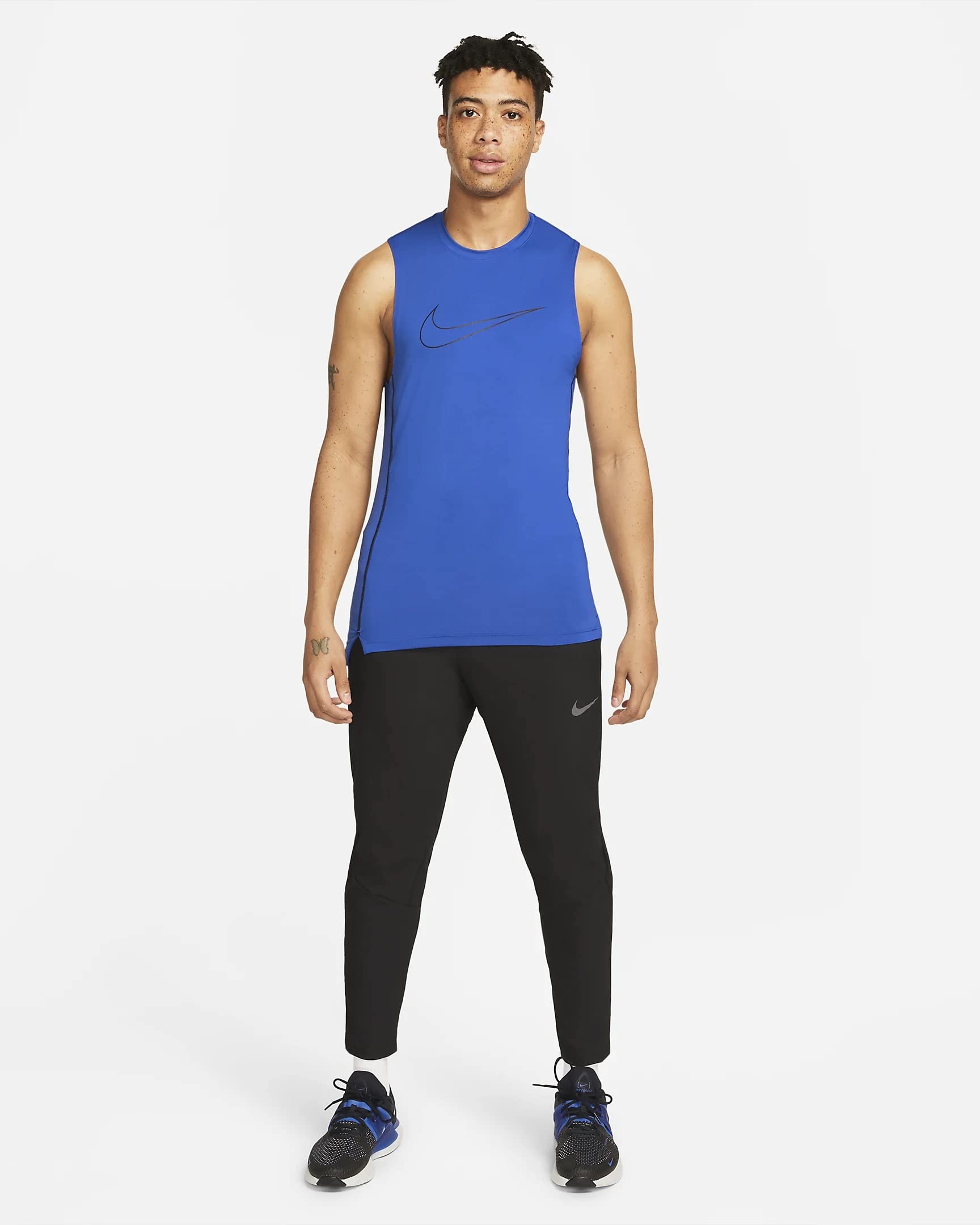 Nike Pro Dri-Fit Men's Slim Fit Sleeveless Top (as1, Alpha, l, Regular, Regular, Game Royal/Black/Black)