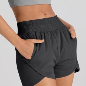 AUTOMET Womens Athletic Shorts High Waisted Running Shorts Gym Workout Shorts Casual Comfy Sport Shorts with Pockets 2024 Black