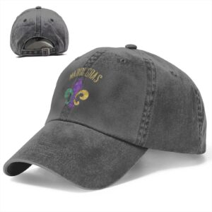 Cotton Baseball Cap Mardi-Gras-Fleur-De-Lis-Glitter Dad Hat Adjustable Polo Trucker Unisex Style Headwear Black