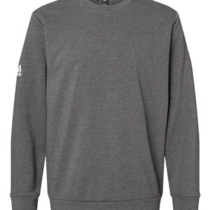 adidas Mens Fleece Crewneck Sweatshirt, L, Dark Grey Heather