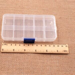 10 Grids Fishing Lure Storage Box, Plastic Storage Box Transparent Fishing Tackle Box, Square Storage Case Fish Hook Lure Box(Transparent Pink Buckle)