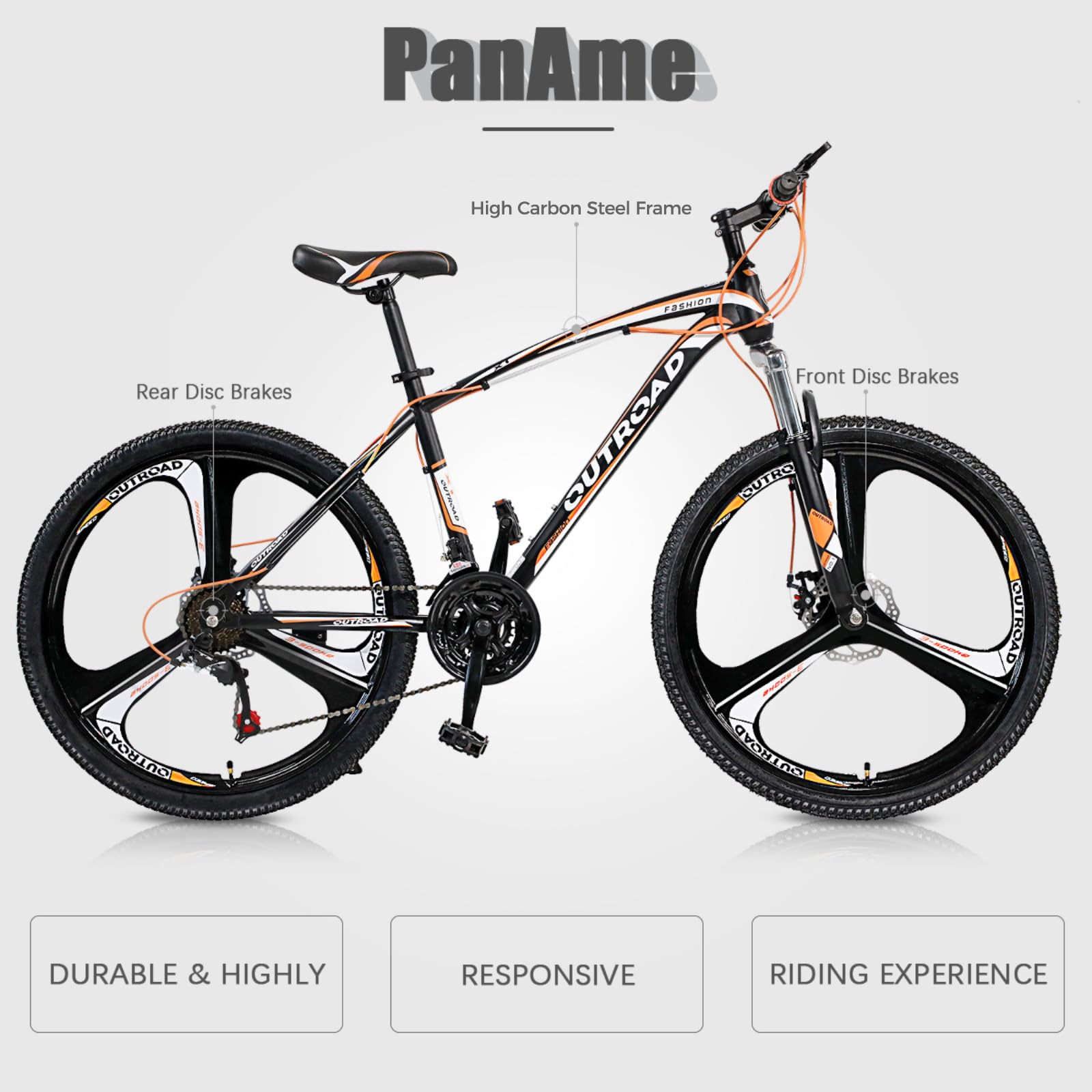 MarKnig 26 Inch Mountain Bikes for Adult, 21 Speeds Mountain Bicycles with Front Suspension, Dual Disc Brake, 3-Spoke Wheel, Hardtail Bike for Men/Women/Teen, X1-Orange