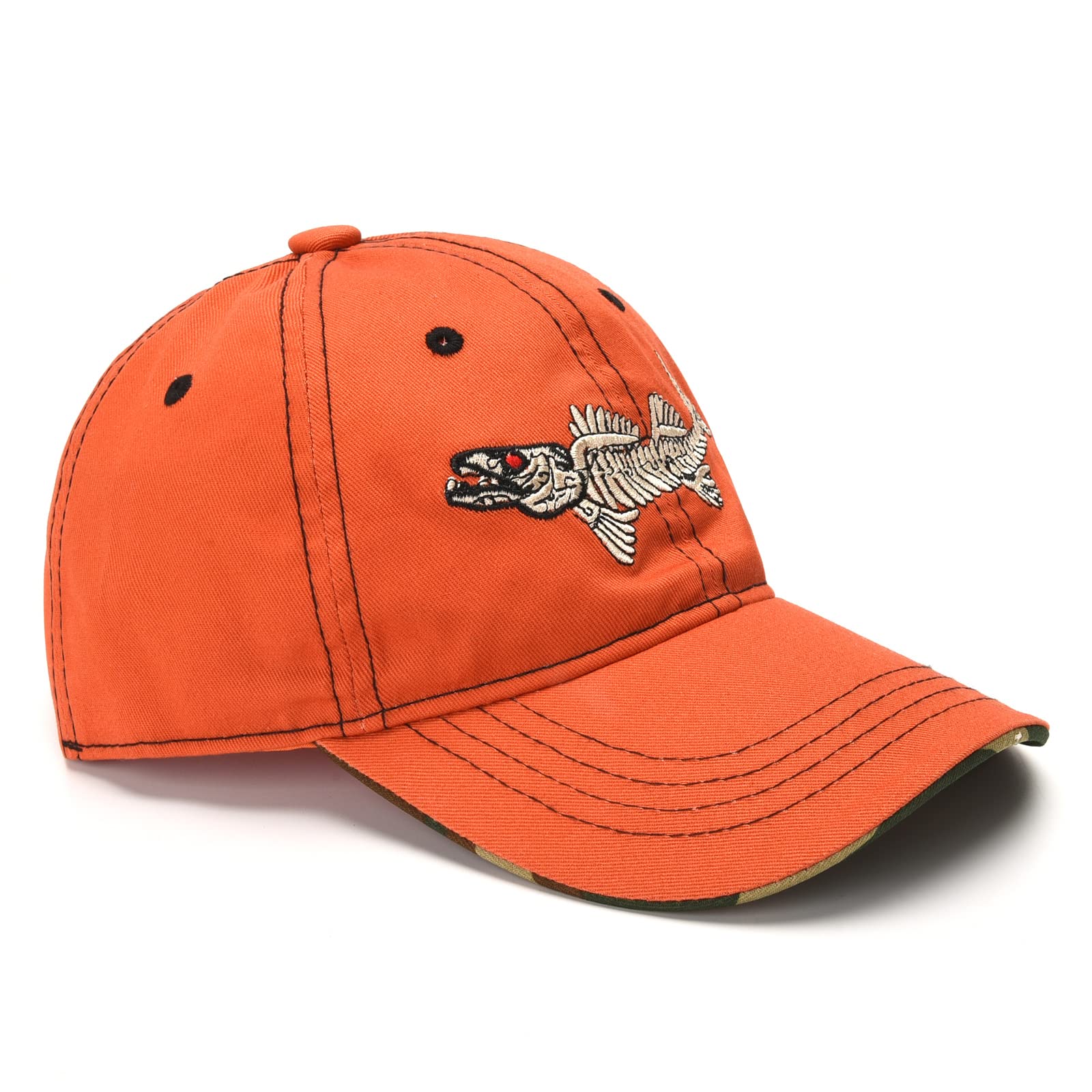 Fish Born Trucker Hats Outdoor Adjustable Fishing Dad Hats Perfect for Camping and Daily Use Street Hip Pop Baseball Golf Cap Orange