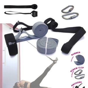 BIVR Portable Pilates Home Kit - Home Workout Equipment with Designed Pilates Loop Straps, Fabric Long Resistance Exercise Bands, Door Anchors and Aluminum Carabiners for Working Out as in Reformer