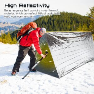 10 Pcs Emergency Thermal Tent Survival Shelter Ten 8 Ft x 3 Ft Emergency Tent 2 Person Tube Tent Lightweight Camping Tents and Shelters for Hiking Backpacking Camping Outdoor Survival