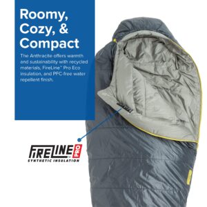 Big Agnes, Anthracite Sleeping Bag, 20 Degree, (FireLine Pro Recycled), Slate, Long, Left Zip