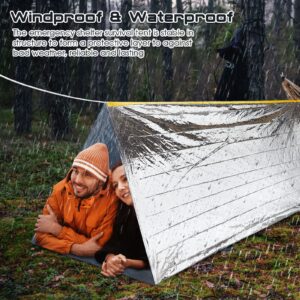 10 Pcs Emergency Thermal Tent Survival Shelter Ten 8 Ft x 3 Ft Emergency Tent 2 Person Tube Tent Lightweight Camping Tents and Shelters for Hiking Backpacking Camping Outdoor Survival