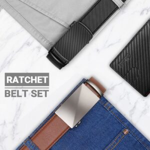 Zitahli Ratchet Belt for Men - Mens belt Leather 2 Packs with 1 3/8" Brown Black Slide Belt in Gift Set Box - Micro Adjustable Men Belt Buckle Fit Everywhere Size 28"-36"