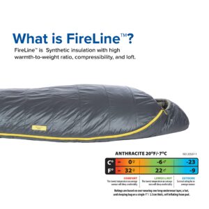 Big Agnes, Anthracite Sleeping Bag, 20 Degree, (FireLine Pro Recycled), Slate, Long, Left Zip