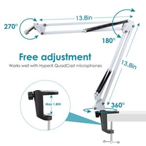 White Boom Arm for HyperX QuadCast S - White Mic Arm Compatible with Hyperx Quadcast White Microphone, Premium White QuadCast S Microphone Boom Arm Stand by YOUSHARES