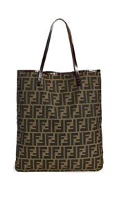 fendi women's pre-loved tote, zucca, brown, one size