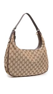 gucci women's pre-loved shoulder hobo, gg canvas, brown, one size