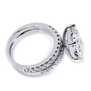 7 Carat Bridal 2 pcs Wedding Ring Set Cushion Cut Solid Sterling Silver Size-9