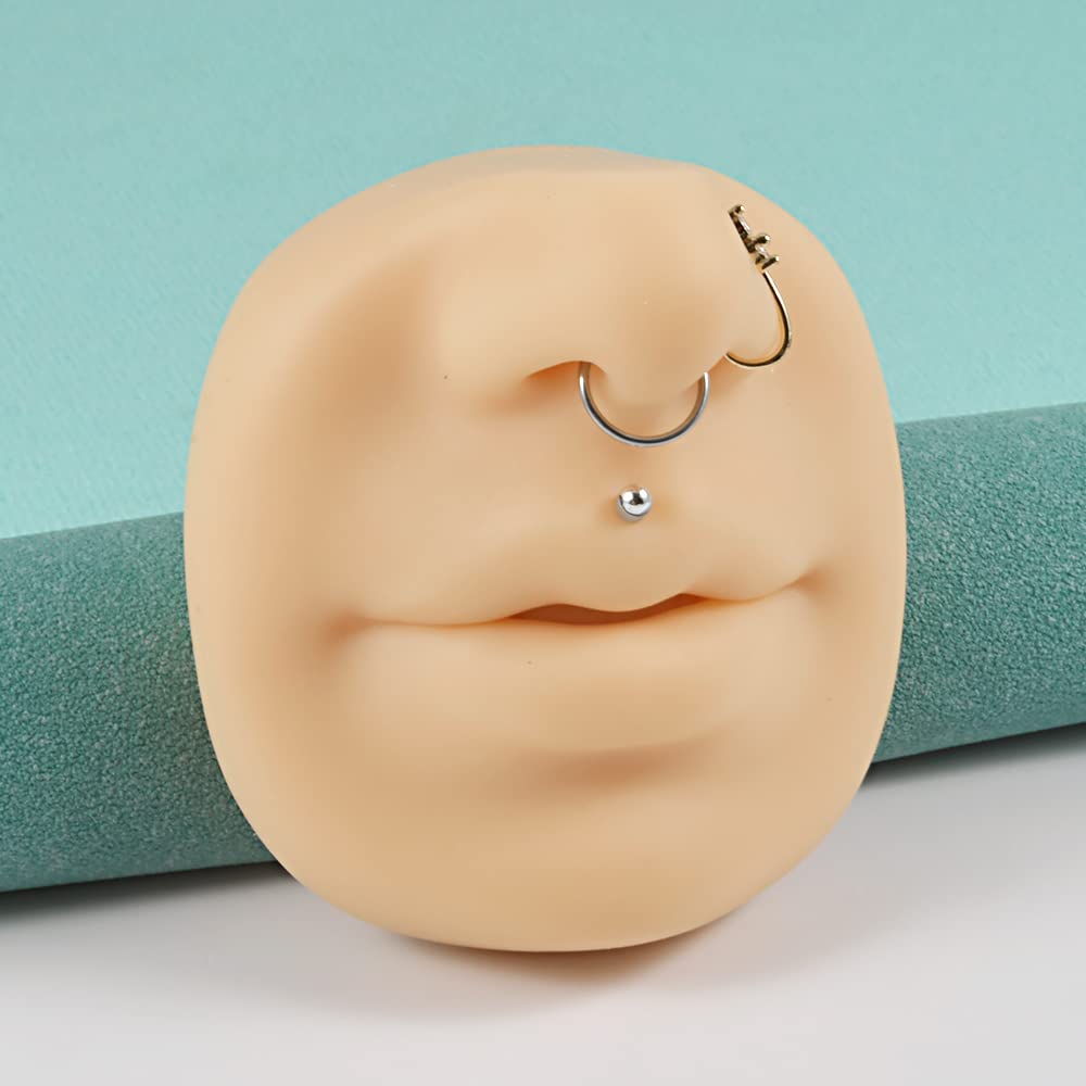 CHUANCI Soft Silicone Mouth&Nose Model For Piercing Face Model Simulation Display Props Teaching Tools Jewelry Display Nose Lip Jewelry (1PC Flesh Color)