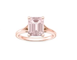 thegoldencrafter 2.00 carat emerald cut morganite ring 925 sterling silver split shank solitaire engagement ring 14k rose gold plated anniversary ring (12)