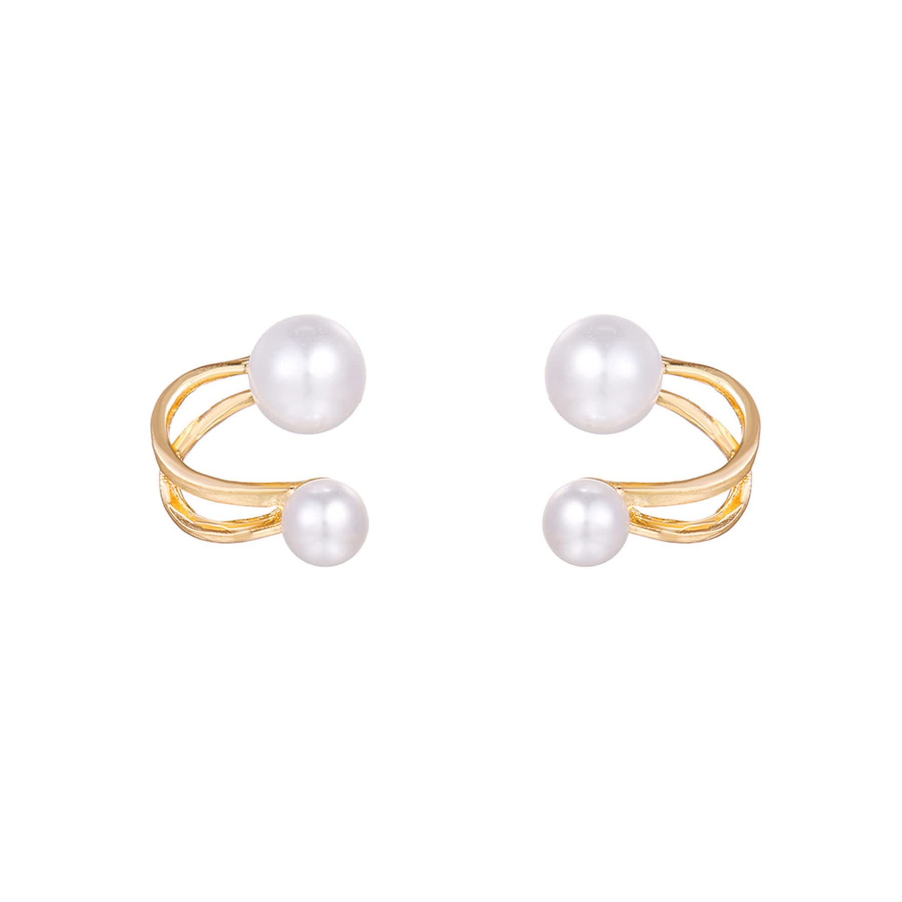 Hoop Earrings for Women Dangling Pearl Earrings Women's Drop Dangle Earrings Holiday Earrings Shell Pearl Hypoallergenic Stud Hanging Jewelry for Women Birthday Party Bridal Wedding(two Pearl)