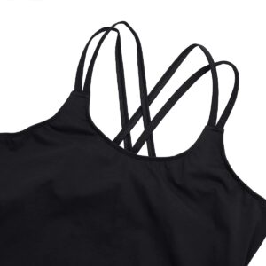 Kvysinly Women's Camisole Leotard Spaghetti Straps Ballet Dance Costumes Gymnastics Dancewear One Piece Jumpsuit Black Small