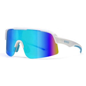 EAZYRUN ER00 Medium to Large blue Polarized shield sports sunglasses for men, 100% baseball ski biking cycling running beach volleyball