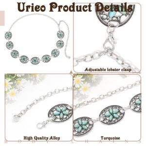 Urieo Boho Turquoise Waist Chain Belt Adjustable Silver Belly Chains Metal Party Dress Chain Belts Body Jewelry for Women