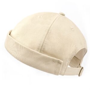 Zylioo XXL Oversize Watch Cap,Casual Harbour Hats for Big Heads,Roll-up Skull Caps,Large Adjustable Docker Hat Khaki