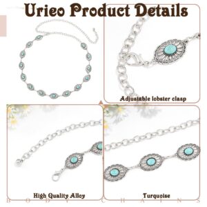 Urieo Boho Turquoise Waist Chain Belt Adjustable Silver Belly Chains Metal Party Dress Chain Belts Body Jewelry for Women