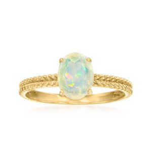 canaria opal twisted ring in 10kt yellow gold. size 7