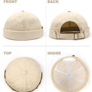 Zylioo XXL Oversize Watch Cap,Casual Harbour Hats for Big Heads,Roll-up Skull Caps,Large Adjustable Docker Hat Khaki