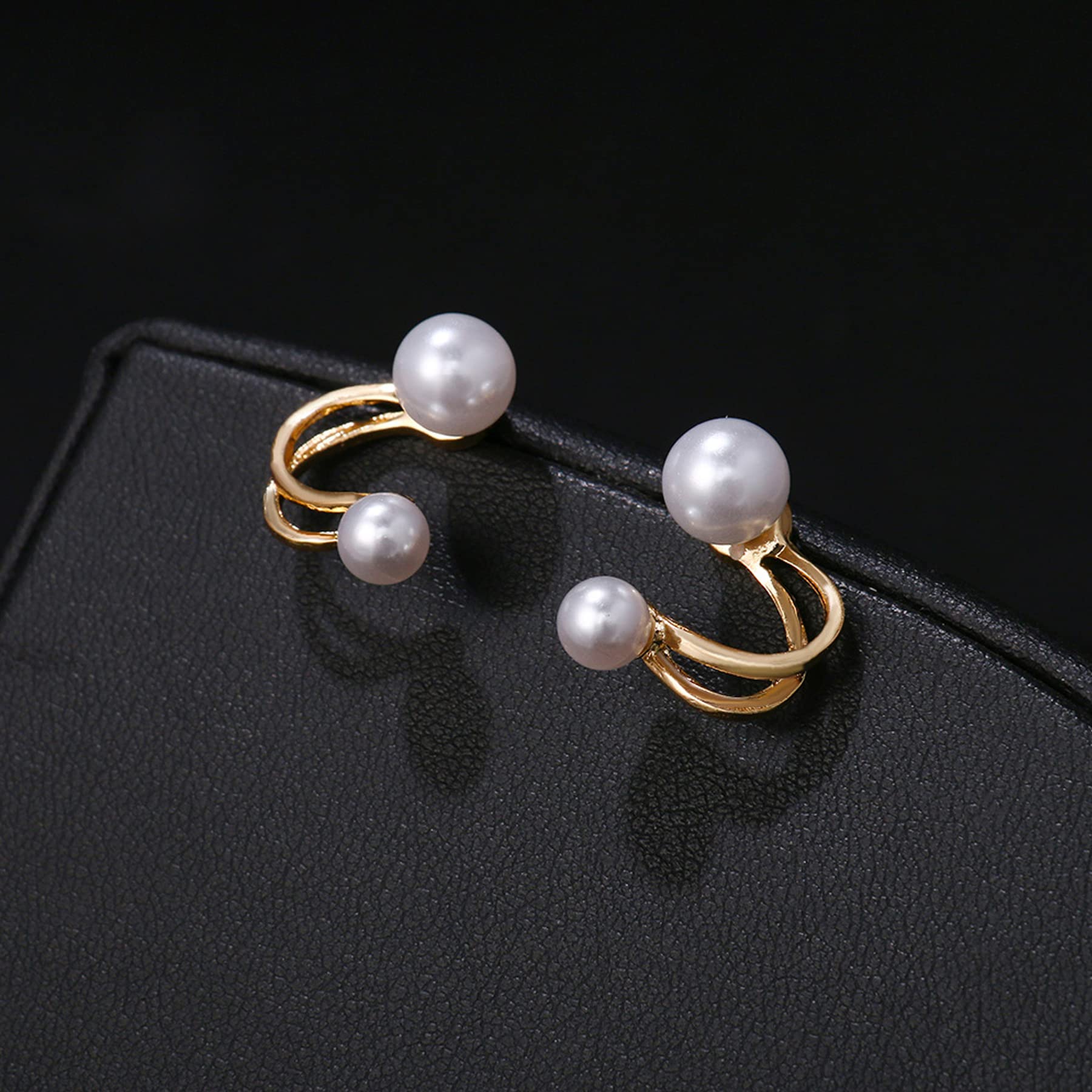 Hoop Earrings for Women Dangling Pearl Earrings Women's Drop Dangle Earrings Holiday Earrings Shell Pearl Hypoallergenic Stud Hanging Jewelry for Women Birthday Party Bridal Wedding(two Pearl)