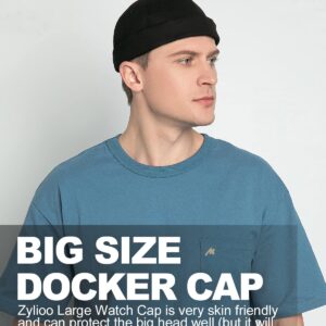 Zylioo XXL Oversize Watch Cap,Casual Harbour Hats for Big Heads,Roll-up Skull Caps,Large Adjustable Docker Hat Khaki