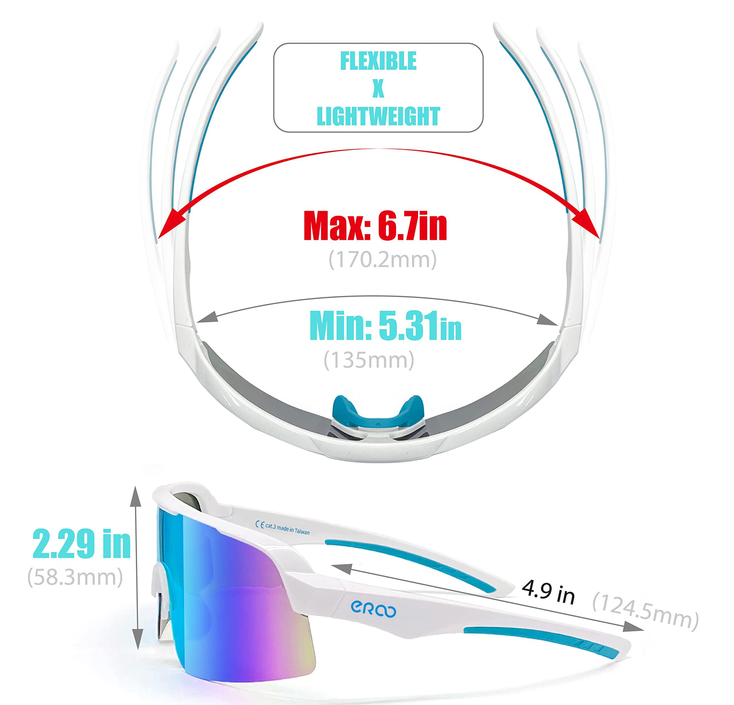 EAZYRUN ER00 Medium to Large blue Polarized shield sports sunglasses for men, 100% baseball ski biking cycling running beach volleyball