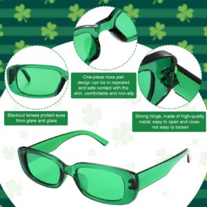 8 Pairs St Patrick's Day Green Sunglasses Rectangle Sunglasses Irish Retro Sunglasses Vintage Square Sunglasses for Men Women St Patrick's Day Party Favor Gift Supplies