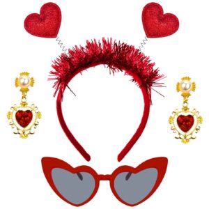 valentine's day heart head boppers headbands and heart shape sunglasses red glasses glitter sequin headband holiday cupid costume accessory