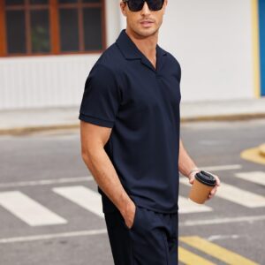 COOFANDY Men's Polo Shirt and Shorts Set 2 Piece Outfits Fashion Summer Tracksuits Short Sleeve Casual Polo Suit