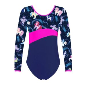 Yartina Gymnastics Leotards for Girls Two-pieces Criss-cross Pattern Design Dancing Athletic Biketard Bubbles Navy 10 Years