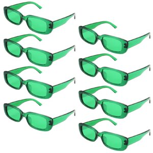 8 Pairs St Patrick's Day Green Sunglasses Rectangle Sunglasses Irish Retro Sunglasses Vintage Square Sunglasses for Men Women St Patrick's Day Party Favor Gift Supplies