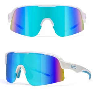 EAZYRUN ER00 Medium to Large blue Polarized shield sports sunglasses for men, 100% baseball ski biking cycling running beach volleyball