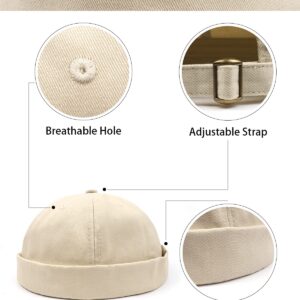 Zylioo XXL Oversize Watch Cap,Casual Harbour Hats for Big Heads,Roll-up Skull Caps,Large Adjustable Docker Hat Khaki