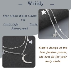 Wriidy Layered Moon Star Waist Chain Beads Silver Belly Chain Body Chains Jewelry Accessories for Women