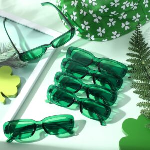 8 Pairs St Patrick's Day Green Sunglasses Rectangle Sunglasses Irish Retro Sunglasses Vintage Square Sunglasses for Men Women St Patrick's Day Party Favor Gift Supplies