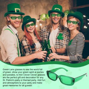 8 Pairs St Patrick's Day Green Sunglasses Rectangle Sunglasses Irish Retro Sunglasses Vintage Square Sunglasses for Men Women St Patrick's Day Party Favor Gift Supplies