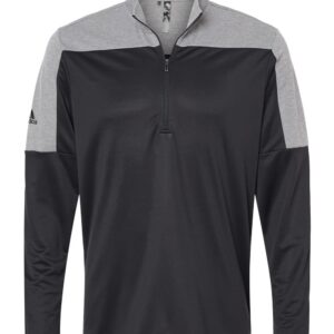 adidas Mens Lightweight Quarter-Zip Pullover, 4XL, Black/Grey Three Melange