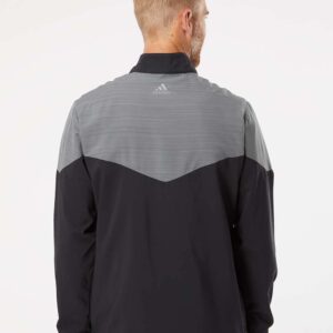 adidas Mens Heather Chevron Quarter-Zip Wind Pullover, M, Black/Black Heather