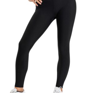 Yogipace Tall Women's High Waisted Extra Long Ribbed Yoga Leggings with Pockets, 31", Black, Size S