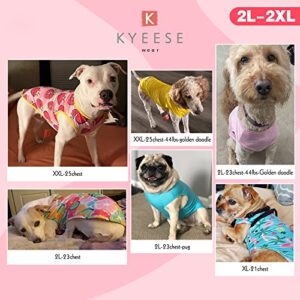 KYEESE 2 Pack Dog Shirt for Medium Dogs Breathable Lightweight Dog T-Shirts with Reflective Label Tank Top Great for Summer Sleeveless Vest Dog Apparel Strawberry Pattern, 2L, Strawberry+Rose