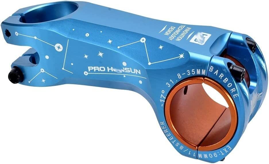 ZECHAO Mountain Stem 90mm Aluminum Alloy -17 Degree Steerer Bike 31.8/35mm Handlebar Stem XC AM DH Mountain Road Bike Stem Bike Stem (Color : Blue, Size : 90mm)