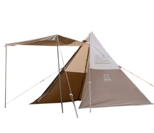 s'more tetto 3 person canvas tent, large waterproof & windproof glamping tent, hot tent with stove jack, 4 season tipi, teepee, pyramid, indian tent, ideal for family camping, hiking, backpacking