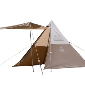 S'more Tetto 3 Person Canvas Tent, Large Waterproof & Windproof Glamping Tent, Hot Tent with Stove Jack, 4 Season Tipi, Teepee, Pyramid, Indian Tent, Ideal for Family Camping, Hiking, Backpacking