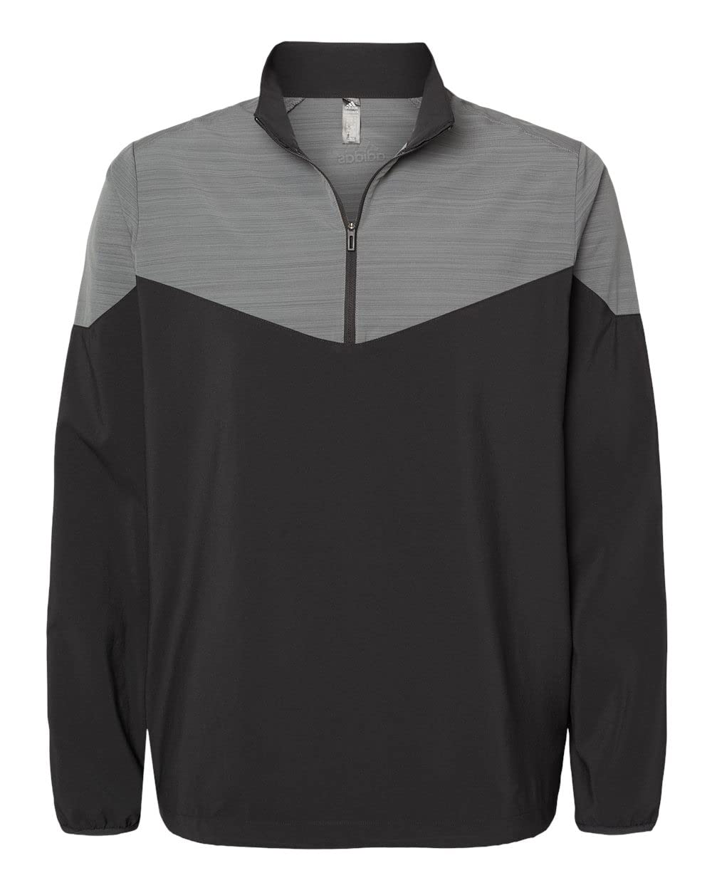 adidas Mens Heather Chevron Quarter-Zip Wind Pullover, M, Black/Black Heather